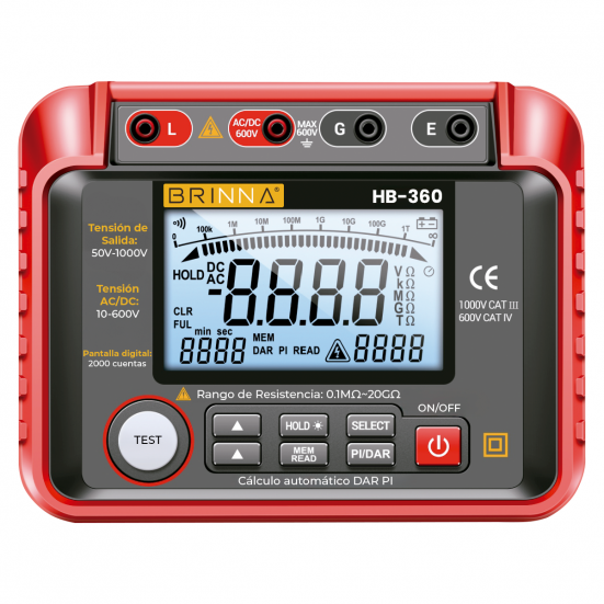 Megohmetro Medidor aislación HB-360